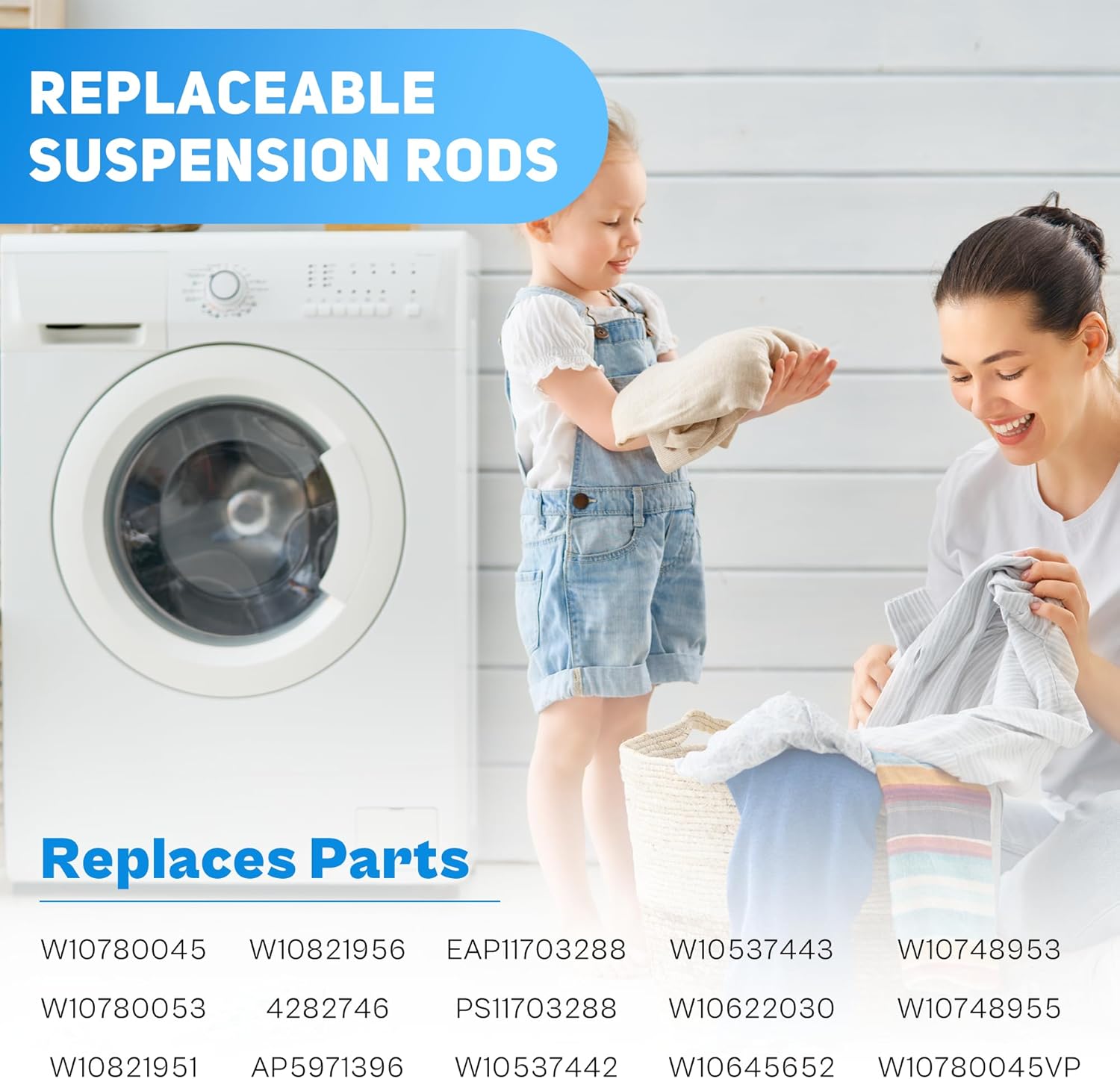 NTW4516FW3 NTW4516FW2 WTW4816FW2 W10780045 Washer Suspension Rod Kit for Amana Whirlpool Kenmore - Fits WTW4800BQ1 NTW4605EW0 WTW4616FW0 | Reduces Washer Vibration